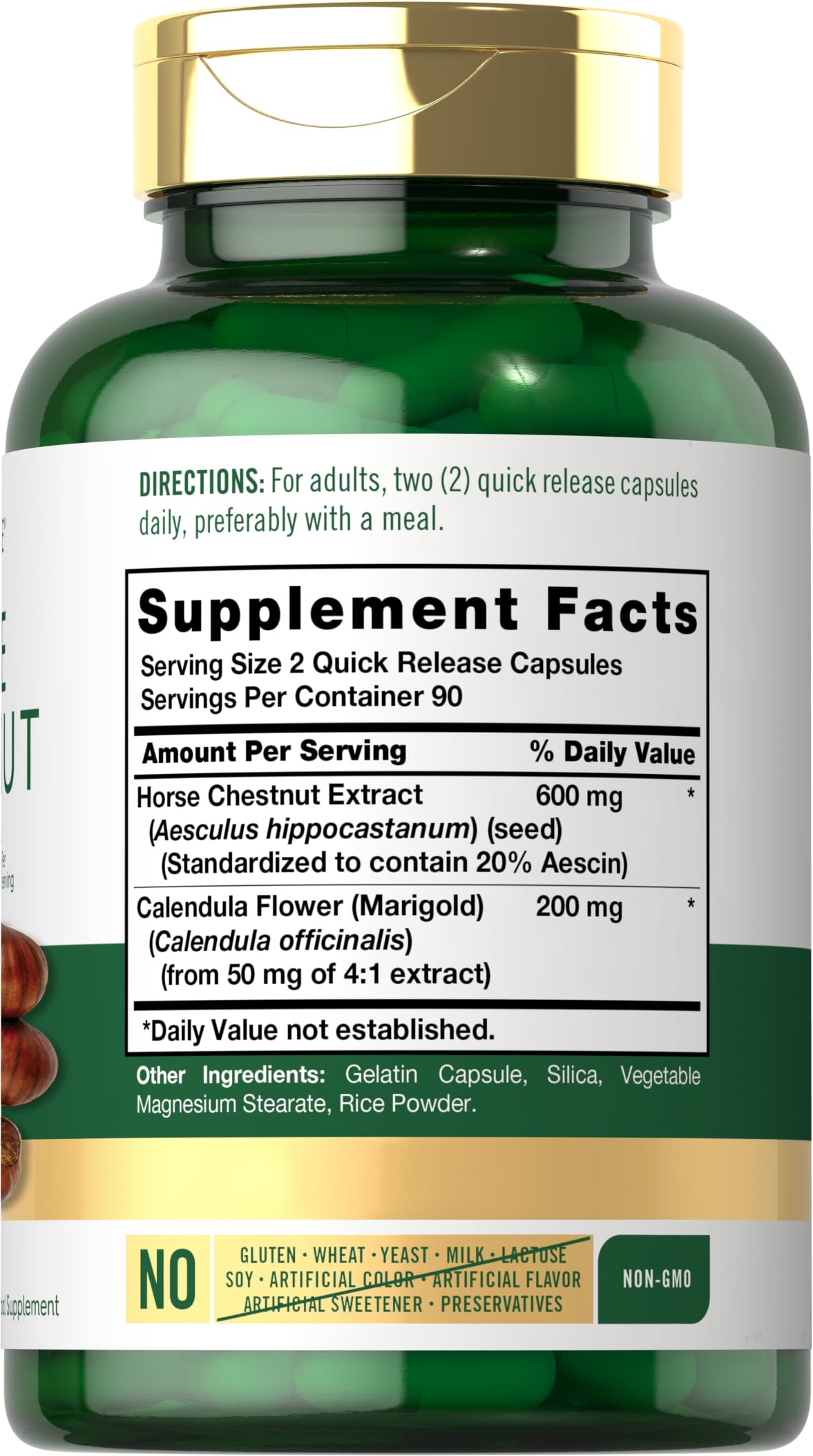 Carlyle Horse Chestnut Extract 600mg – 180 Capsules | Herbal Supplement | Non-GMO, Gluten Free