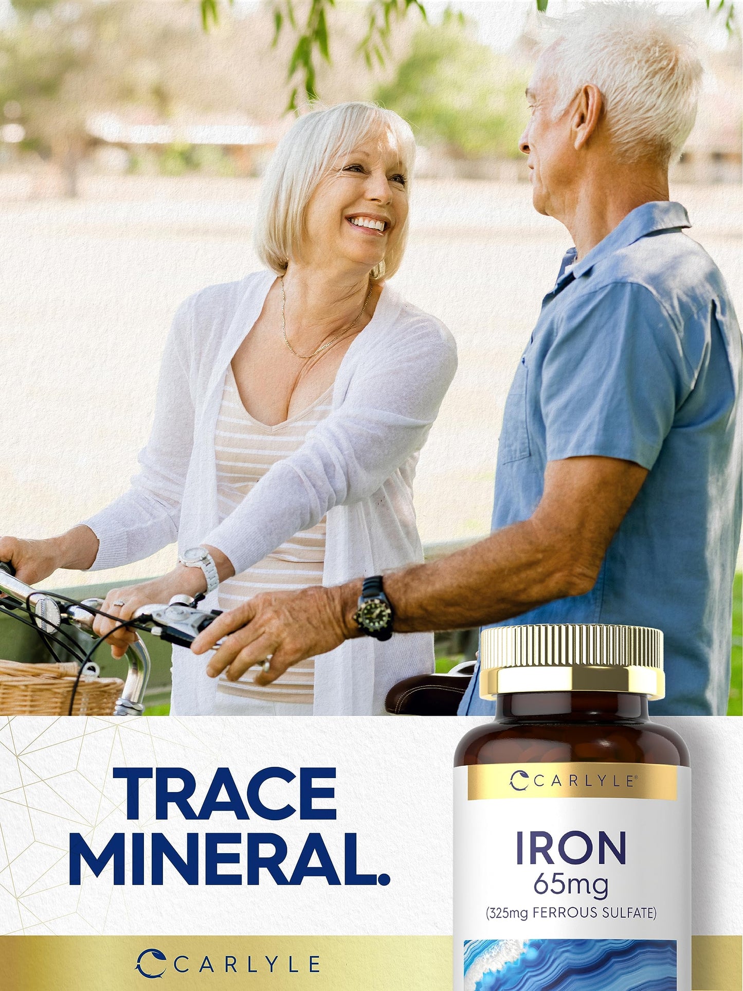 Carlyle Iron Ferrous Sulfate 65 mg | 400 Tablets | Non-GMO, Gluten Free, Vegetarian | High Potency