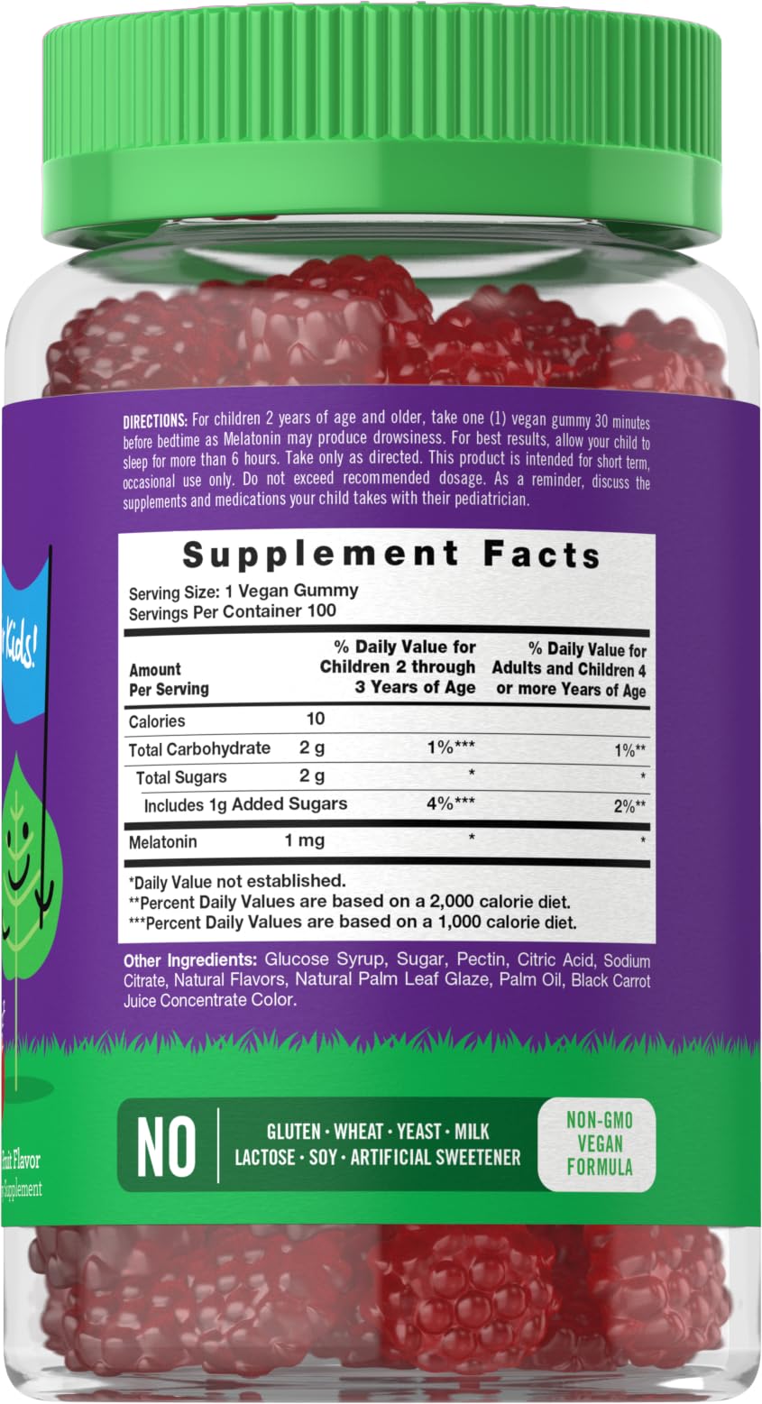 Carlyle Kids Melatonin Gummies 1 mg - 100 Count | Vegan, Non-GMO, Gluten Free | Lil Sprouts