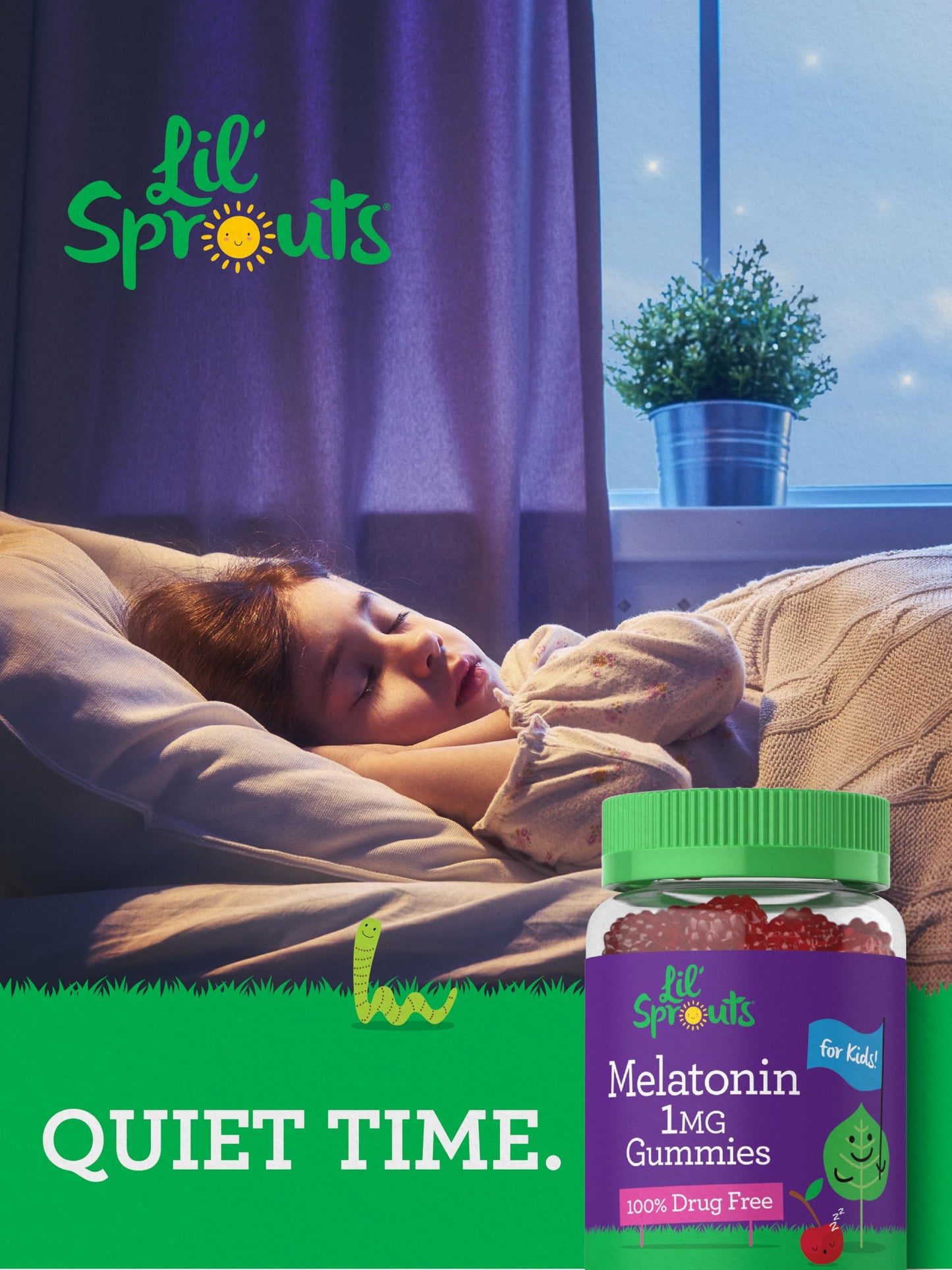 Carlyle Kids Melatonin Gummies 1 mg - 100 Count | Vegan, Non-GMO, Gluten Free | Lil Sprouts