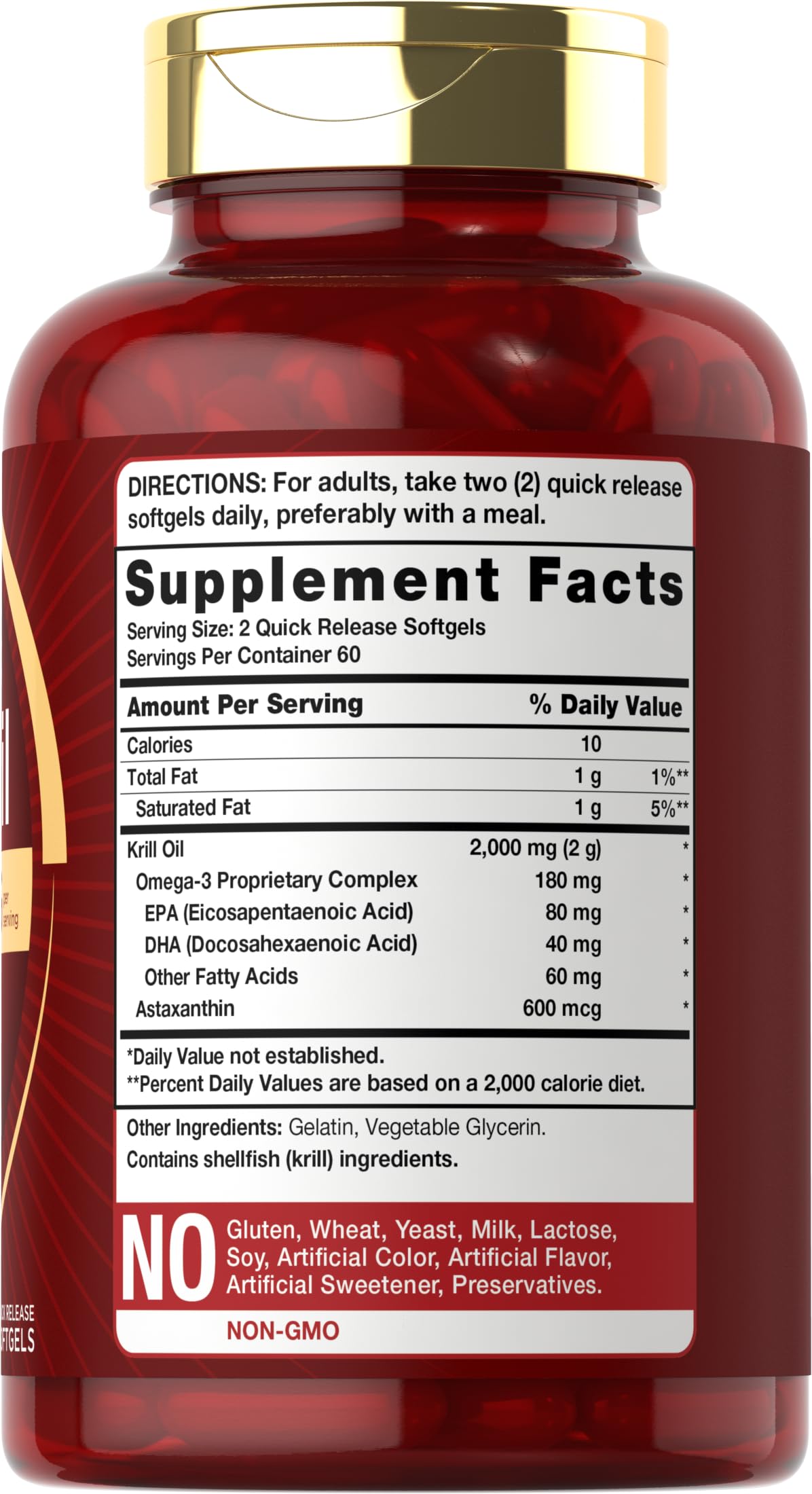 Carlyle Antarctic Krill Oil 2000 mg | 120 Softgels | Omega-3 EPA/DHA + Astaxanthin | Lab Tested