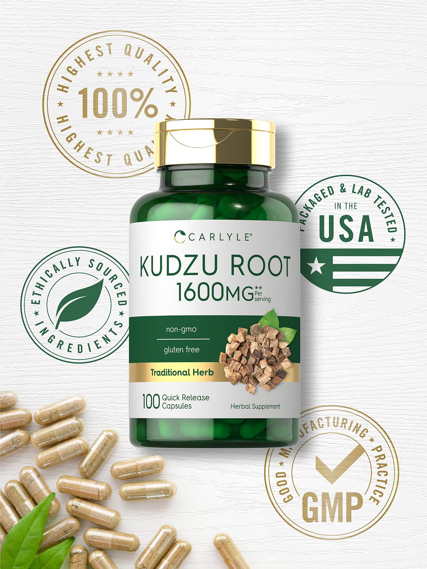 Carlyle Kudzu Root 100 Capsules – Non-GMO & Gluten Free