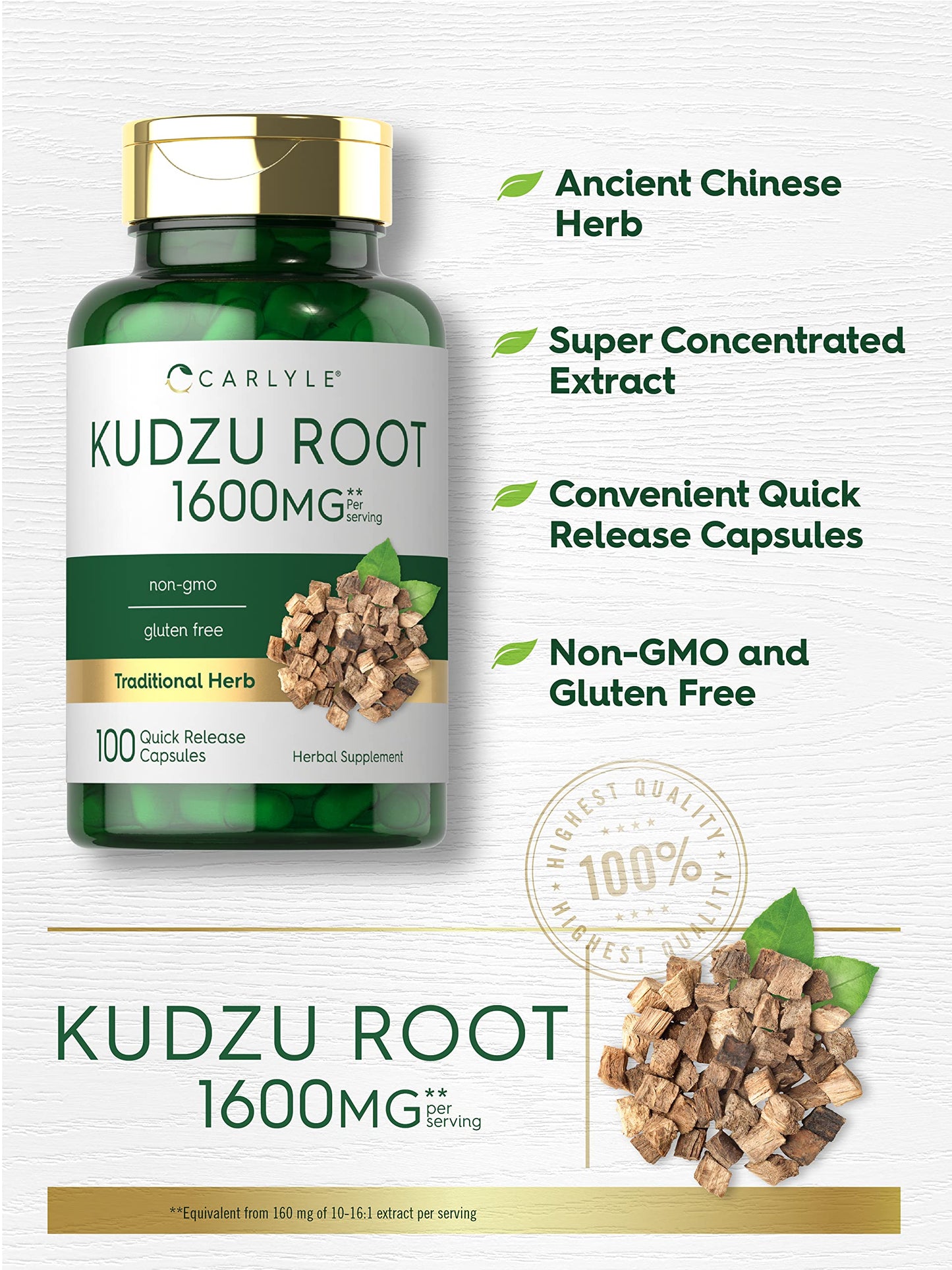 Carlyle Kudzu Root 100 Capsules – Non-GMO & Gluten Free