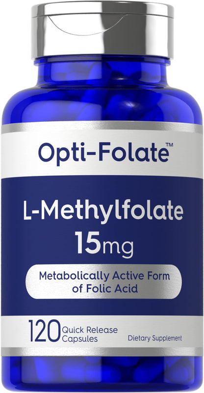 Carlyle L-Methylfolate 15mg - 120 Capsules | Non-GMO, Gluten Free | Opti-Folate