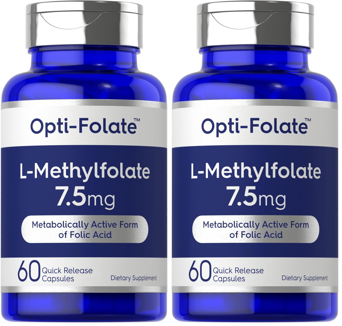 Carlyle L-Methylfolate 7.5 mg | 60 Capsules | Optimized & Activated | Non-GMO, Gluten Free | 5-MTHF Methyl Folate | Opti-Folate (Pack of 2)