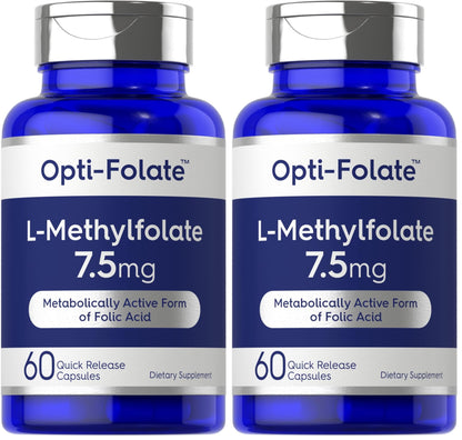 Carlyle L-Methylfolate 7.5 mg | 60 Capsules | Optimized & Activated | Non-GMO, Gluten Free | 5-MTHF Methyl Folate | Opti-Folate (Pack of 2)