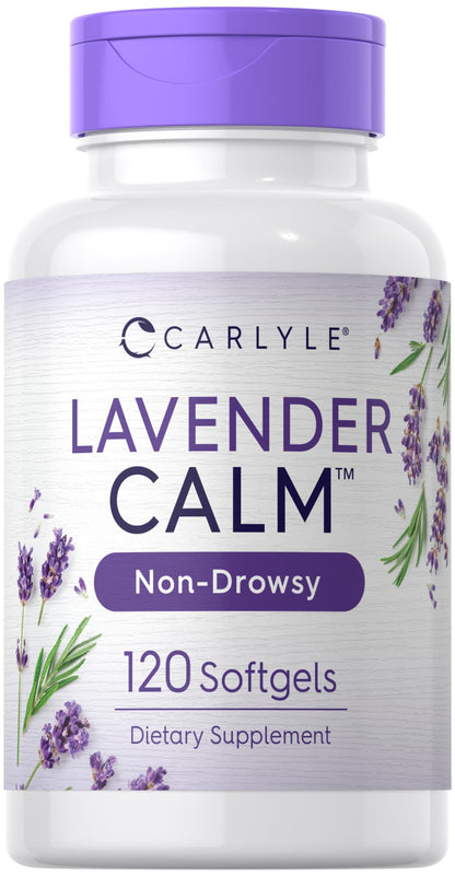 Carlyle Lavender Pills 80 mg | 120 Softgels | Calm Non-Drowsy | Gluten Free & Non-GMO