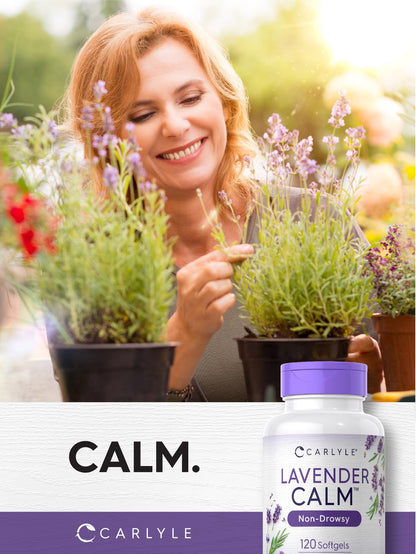 Carlyle Lavender Pills 80 mg | 120 Softgels | Calm Non-Drowsy | Gluten Free & Non-GMO