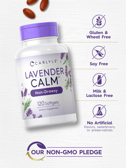 Carlyle Lavender Pills 80 mg | 120 Softgels | Calm Non-Drowsy | Gluten Free & Non-GMO