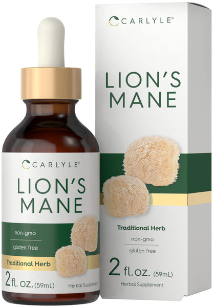 Carlyle Lions Mane Mushroom Supplement | 2 Fl Oz Liquid Extract Tincture | Vegetarian | Non-GMO & Gluten Free