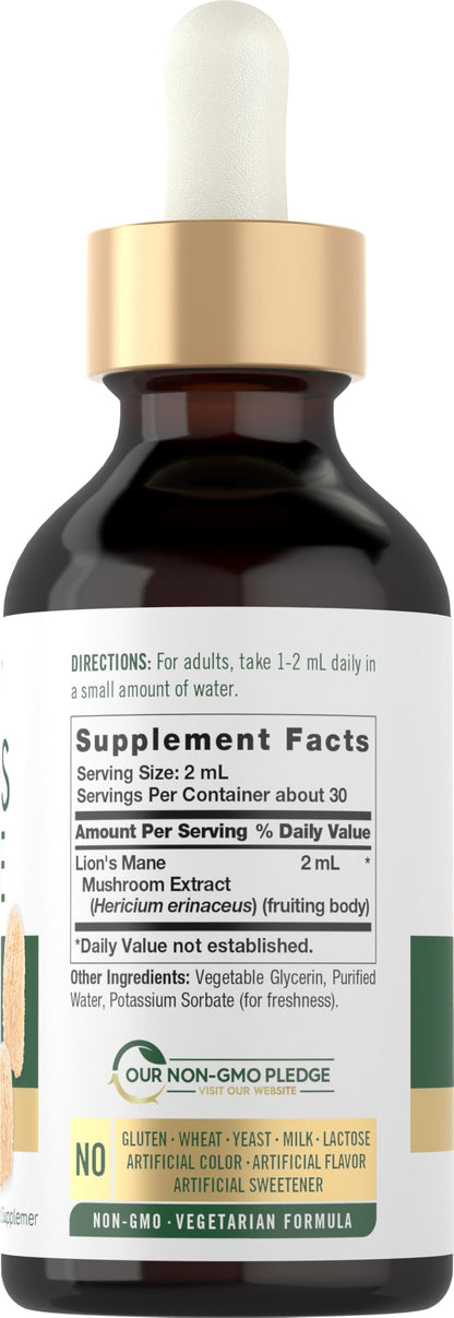 Carlyle Lions Mane Mushroom Supplement | 2 Fl Oz Liquid Extract Tincture | Vegetarian | Non-GMO & Gluten Free
