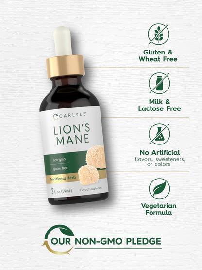 Carlyle Lions Mane Mushroom Supplement | 2 Fl Oz Liquid Extract Tincture | Vegetarian | Non-GMO & Gluten Free