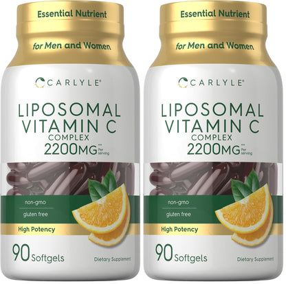 Carlyle Liposomal Vitamin C 2200mg - 90 Softgels | High Potency, Non-GMO & Gluten Free | Pack of 2