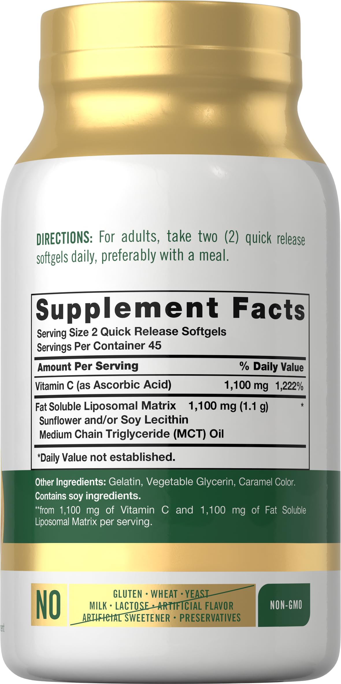 Carlyle Liposomal Vitamin C 2200mg - 90 Softgels | High Potency, Non-GMO & Gluten Free | Pack of 2