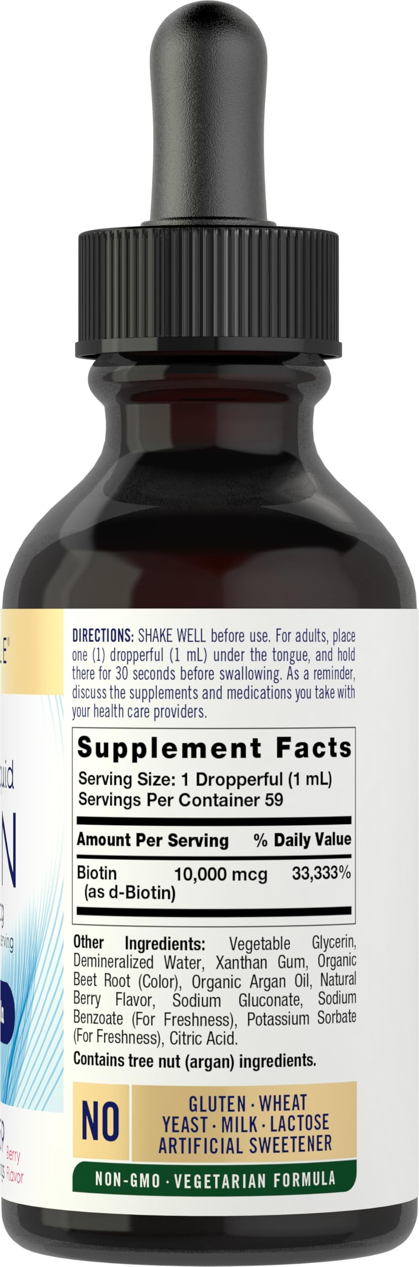Carlyle Liquid Biotin 10000mcg | 2 oz | Extra Strength Drops | Vegetarian, Non-GMO, Gluten Free Supplement