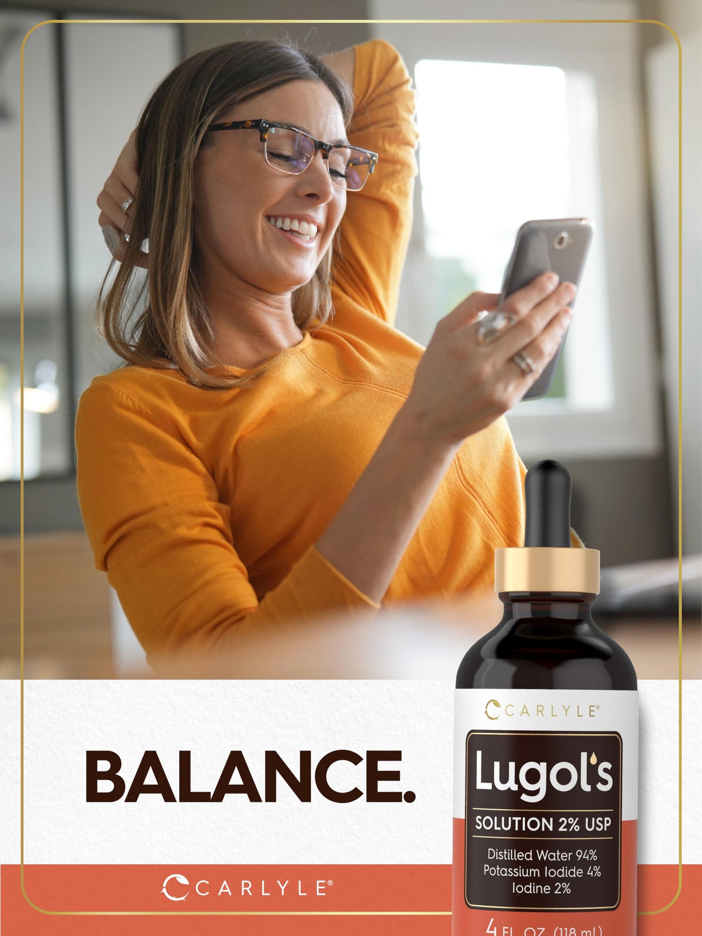 Carlyle Lugols Iodine 2% – 4 fl oz | Potassium Iodide & Iodine Solution Drops