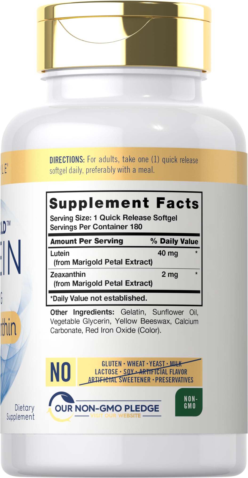 Carlyle Lutein & Zeaxanthin Supplement | 40 mg Lutein + 2 mg Zeaxanthin per Softgel | 180 Softgels | Visi-Gold | Eye Health Vitamins | Non-GMO & Gluten Free