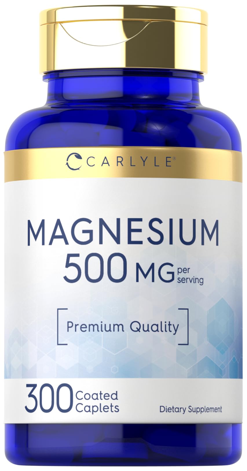 Carlyle Magnesium 500mg | 300 Coated Caplets | Vegetarian, Non-GMO, Gluten Free