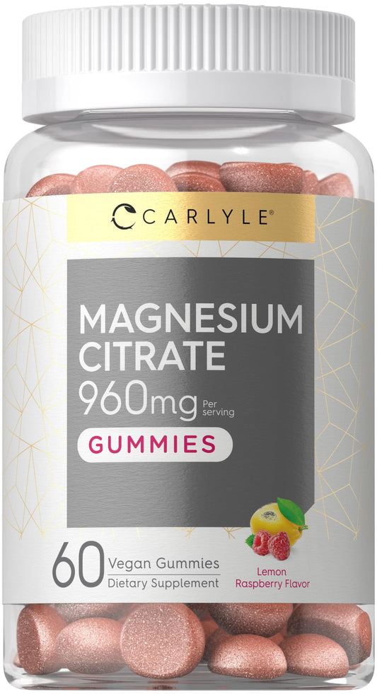 Carlyle Magnesium Citrate Gummies 960mg | Lemon Raspberry, 60 Count | Vegan, Non-GMO, Gluten Free BritishVita | Premium UK Vitamins & Wellness Supplements