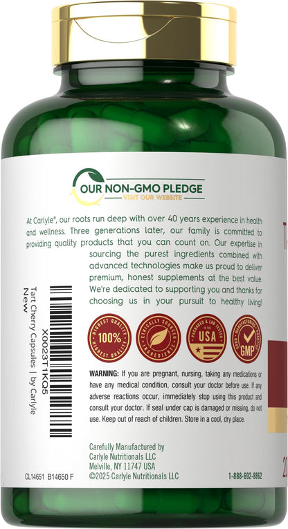 Carlyle Tart Cherry Capsules | 10,500mg | 200 Pills | Max Potency | Non-GMO, Gluten Free | Tart Cherry Juice Extract