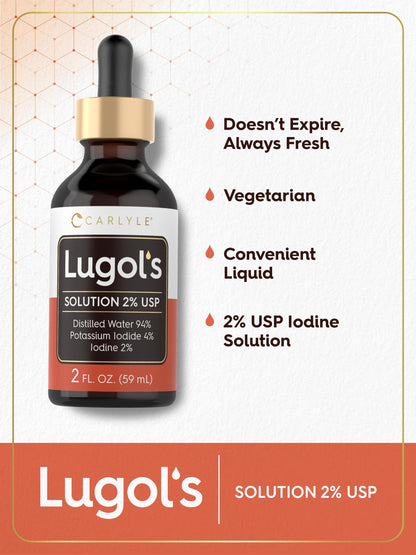 Carlyle Lugols Iodine 2% 2 fl oz | Potassium Iodide and Iodine Solution Drops