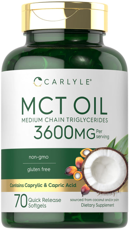 Carlyle MCT Oil Capsules 3600mg | 70 Softgels | Keto Coconut Oil | Non-GMO, Gluten Free