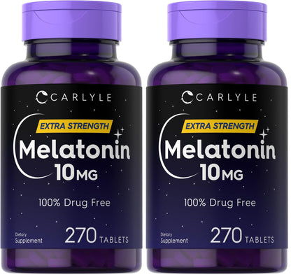 Carlyle Melatonin 10mg – 270 Tablets with L-Theanine | Vegetarian, Non-GMO, Gluten Free (Pack of 2)