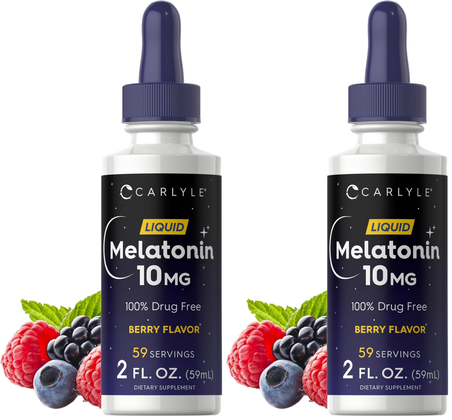 Carlyle Melatonin 10mg Liquid Drops – Berry Flavor, 2 fl oz, Non-GMO, Vegetarian (Pack of 2)