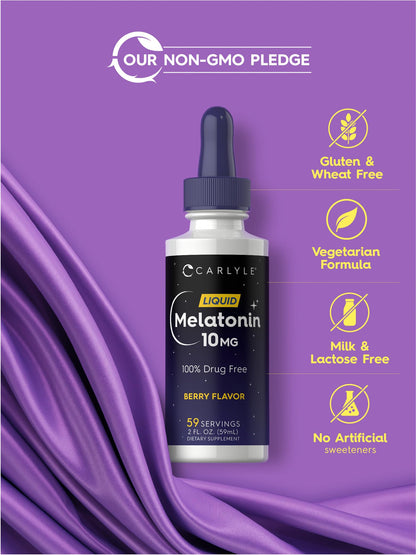 Carlyle Melatonin 10mg Liquid Drops – Berry Flavor, 2 fl oz, Non-GMO, Vegetarian (Pack of 2)