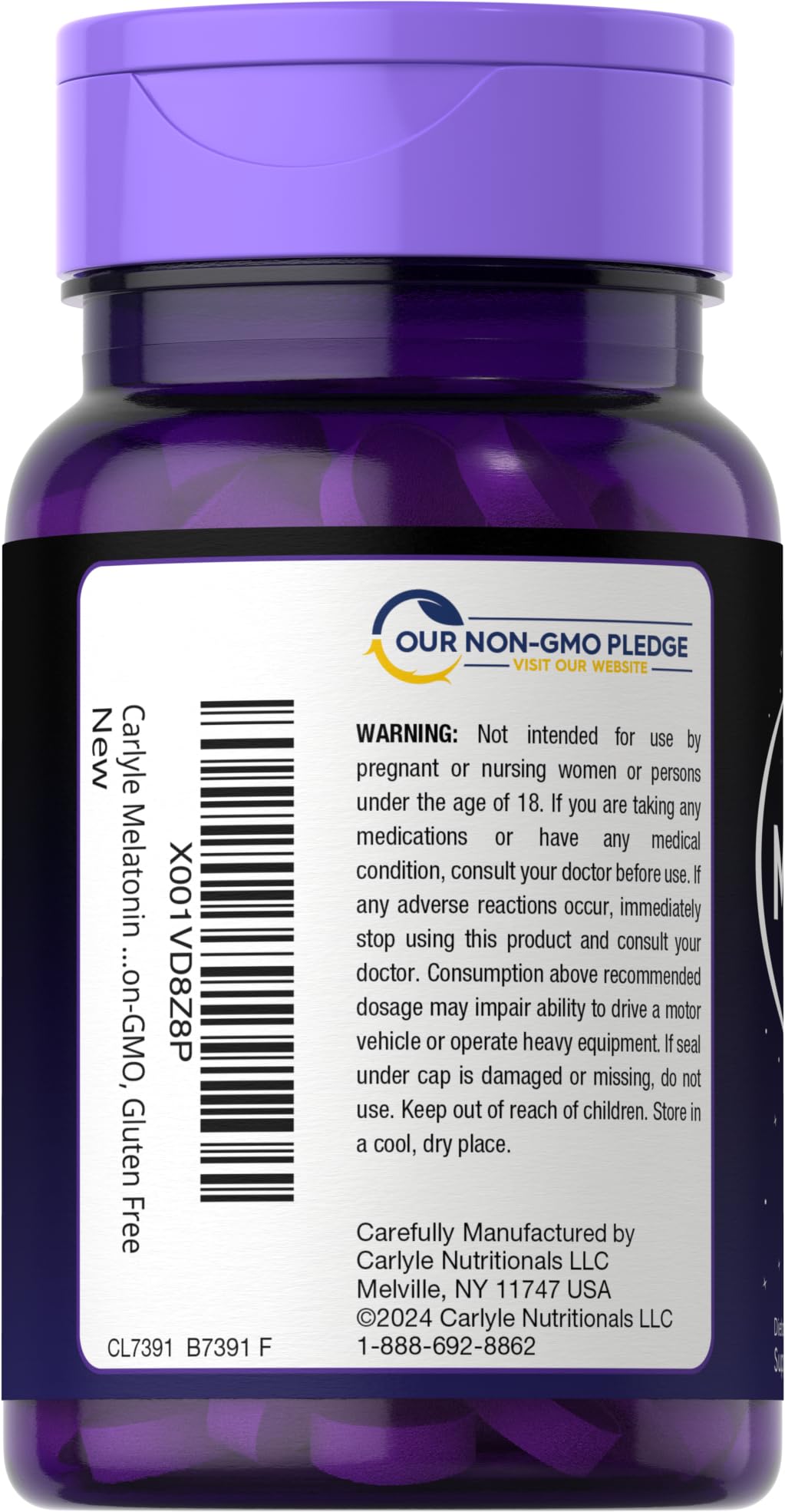 Carlyle Melatonin 12 mg Fast Dissolve – 180 Tablets | Berry Flavor, Gluten Free