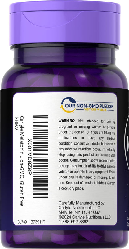 Carlyle Melatonin 12 mg Fast Dissolve – 180 Tablets | Berry Flavor, Gluten Free