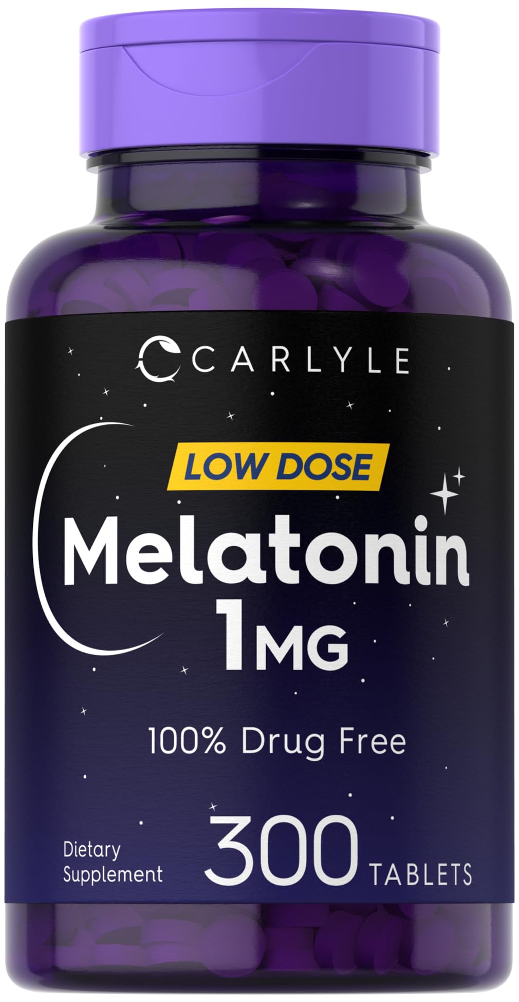 Carlyle Melatonin 1 mg - 300 Low-Dose Tablets - Vegetarian, Non-GMO, Gluten Free