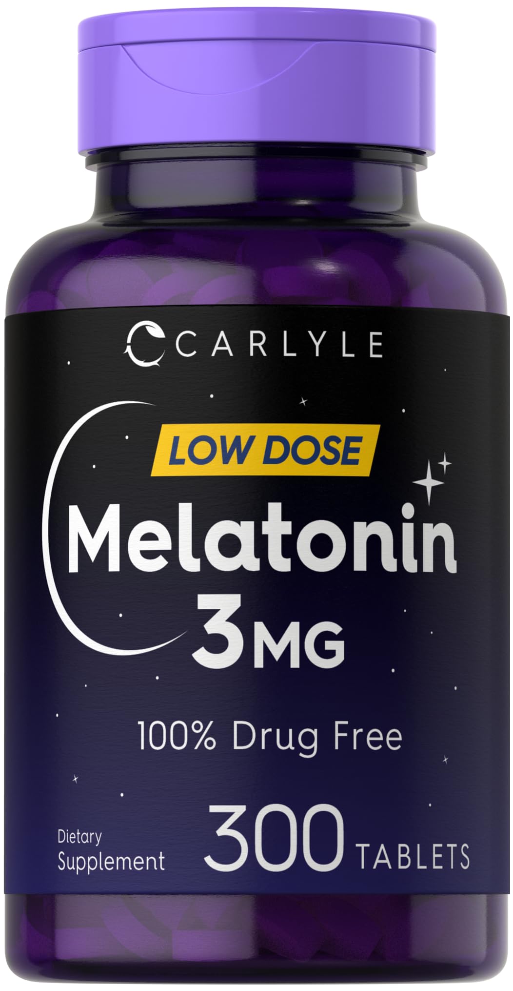 Carlyle Melatonin 3mg – 300 Tablets | Drug-Free, Gluten-Free, Vegetarian