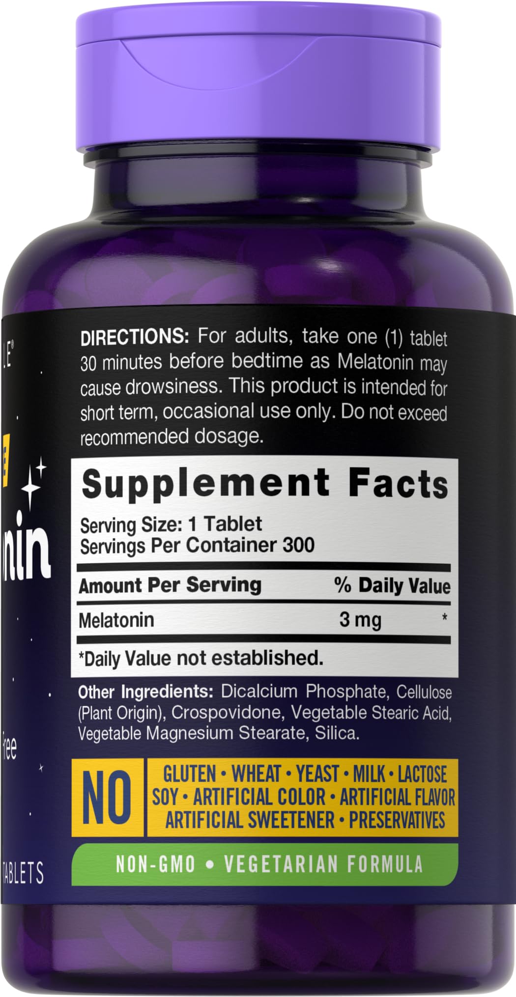 Carlyle Melatonin 3mg – 300 Tablets | Drug-Free, Gluten-Free, Vegetarian