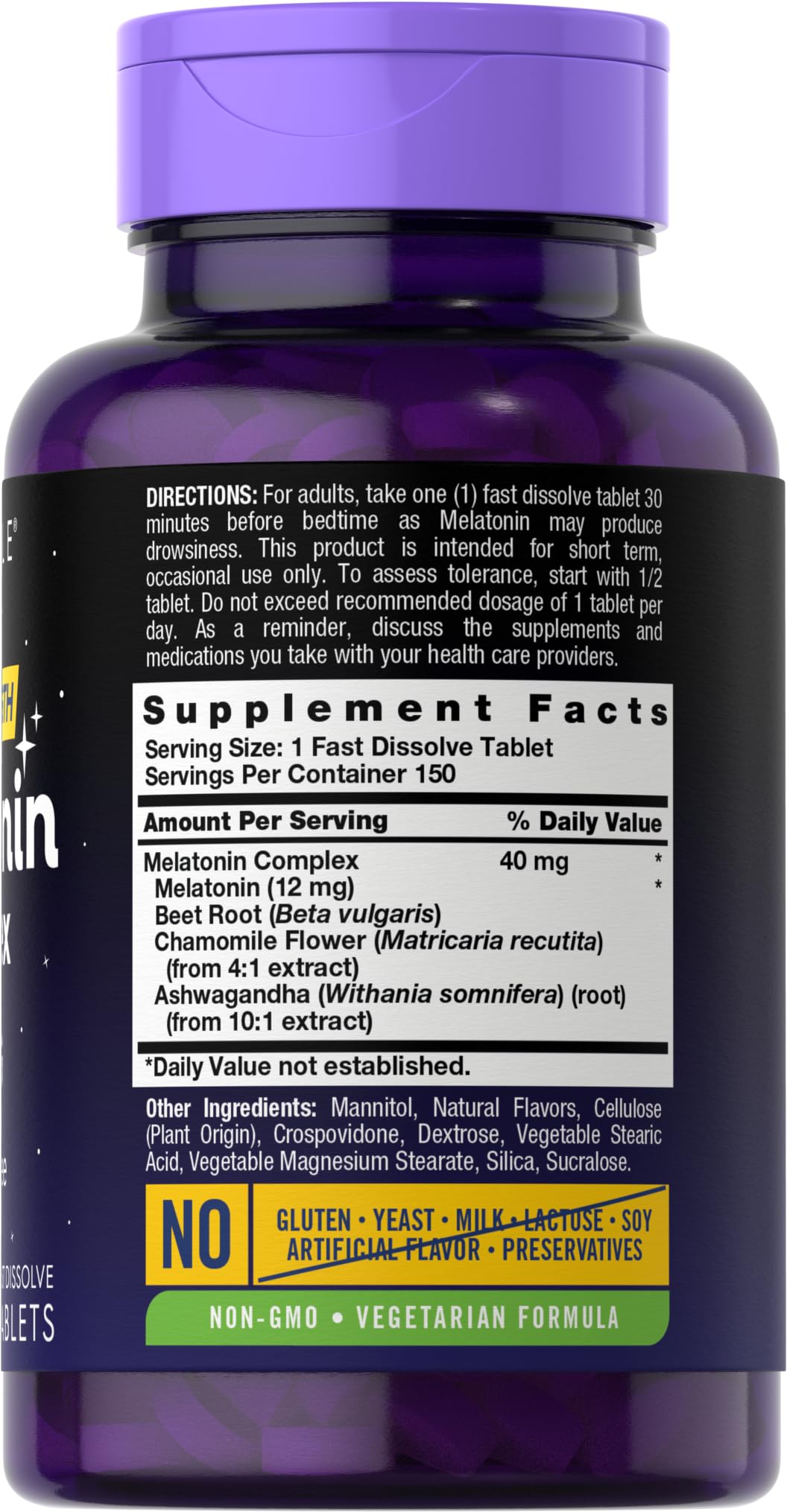 Carlyle Melatonin 40mg Complex – 150 Fast Dissolve Tablets | Extra Strength