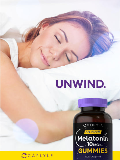 Carlyle Melatonin Gummies 10mg | 180 Count (Pack of 2) – Berry Flavor, Vegan, Non-GMO, Gluten Free