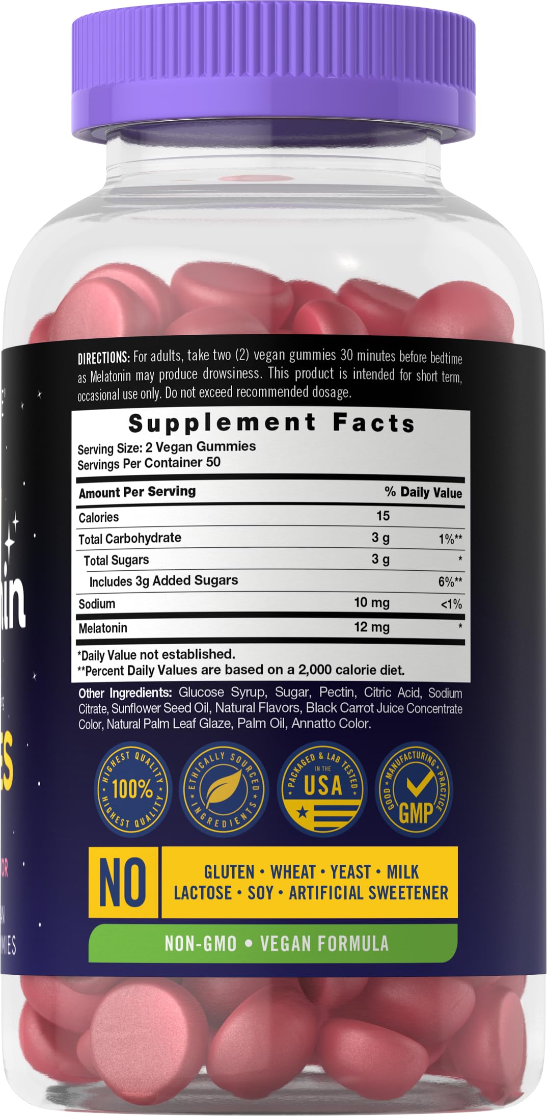 Carlyle Melatonin Gummies 12mg - 100 Count Berry (Pack of 2) | Vegan, Non-GMO, Gluten Free