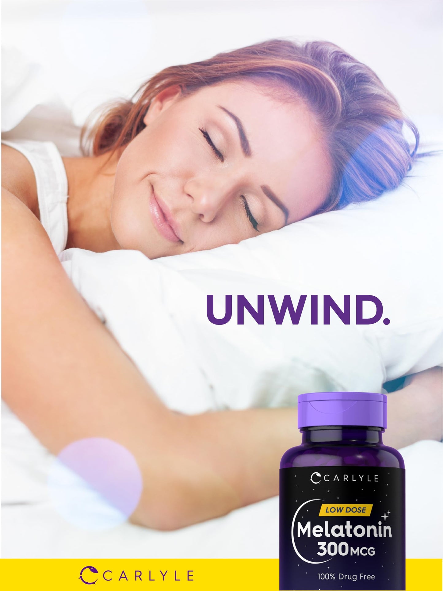 Carlyle Melatonin 300 mcg - 365 Tablets | Low Dose, Vegetarian, Gluten Free