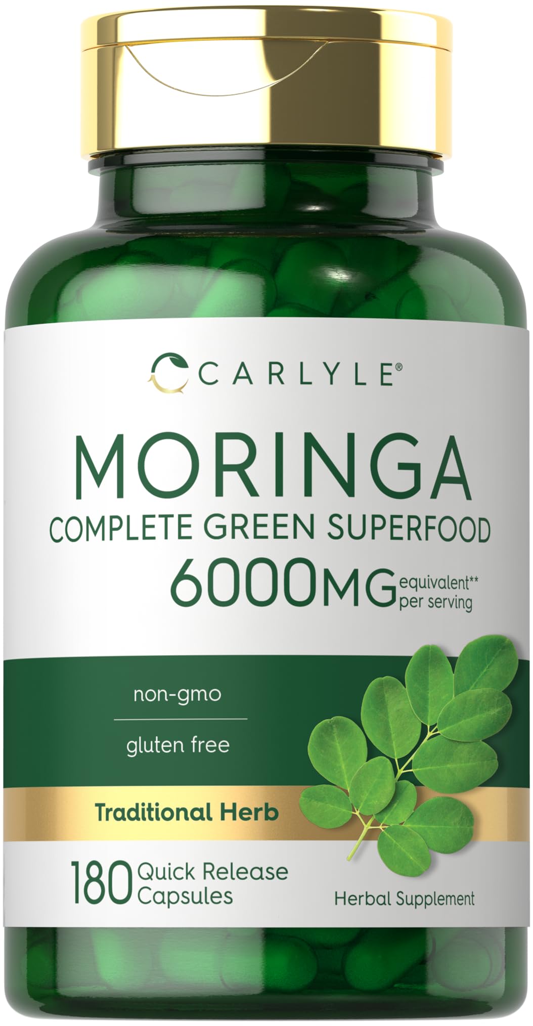 Carlyle Moringa Oleifera 180 Capsules | Non-GMO Gluten Free Green Superfood