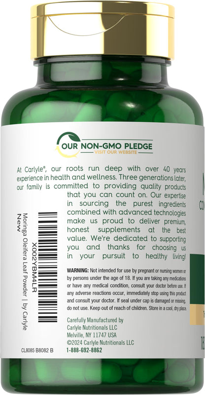 Carlyle Moringa Oleifera 180 Capsules – Non-GMO, Gluten Free Green Superfood (Pack of 2)