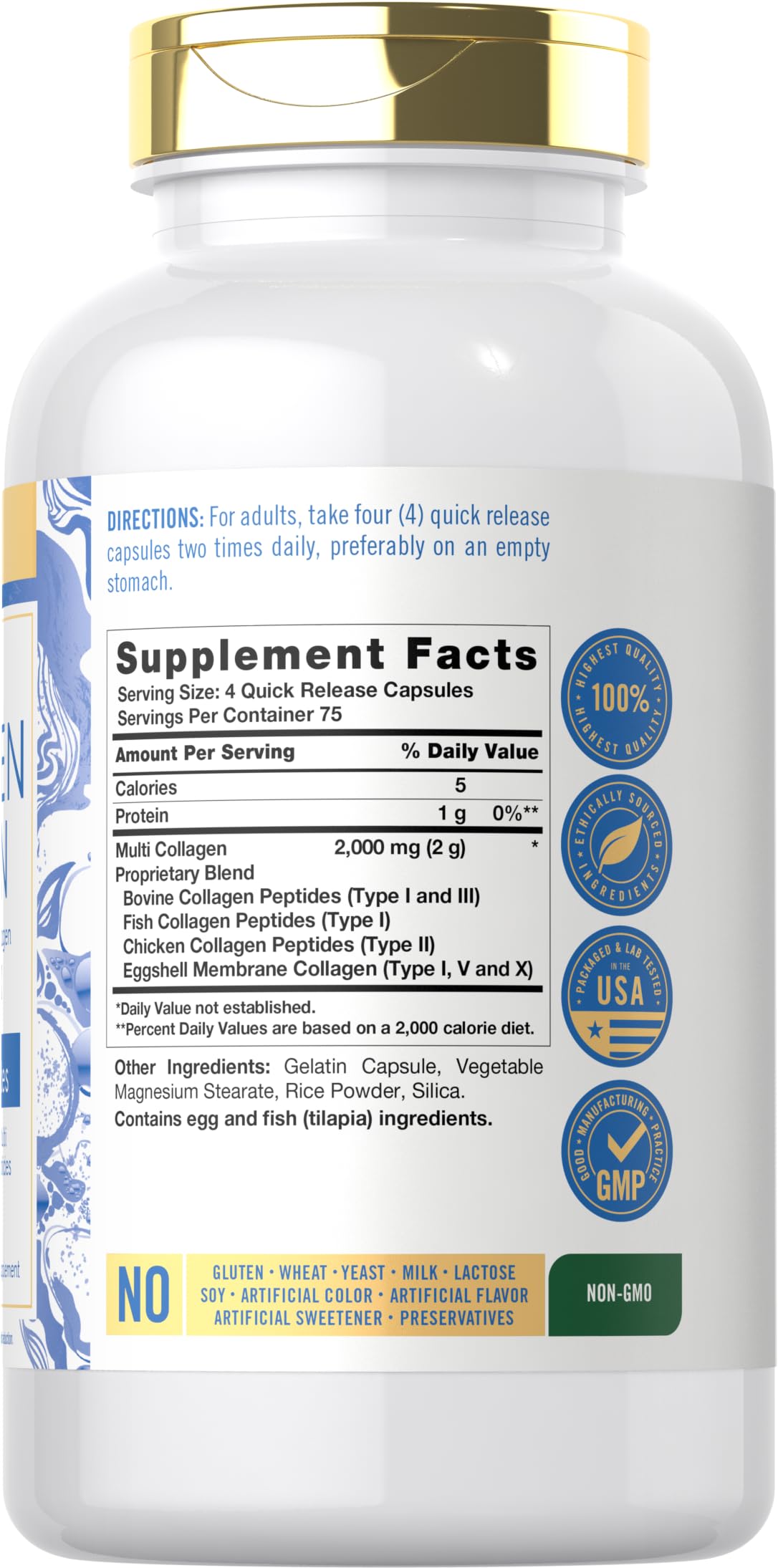 Carlyle Multi Collagen 2000mg Capsules – 300 Count | Keto & Gluten Free