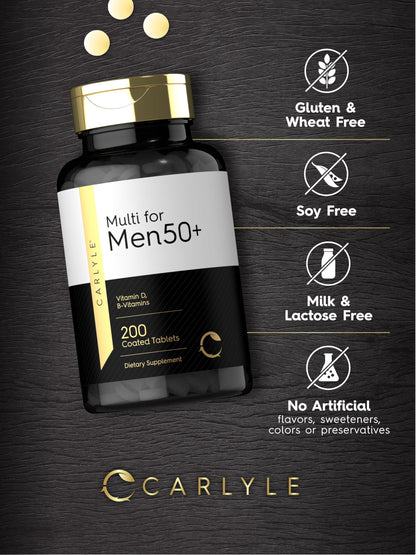 Carlyle Multivitamin for Men 50+ (200 Count) – B Vitamins, Vitamin D, Magnesium & Zinc | Non-GMO & Gluten Free