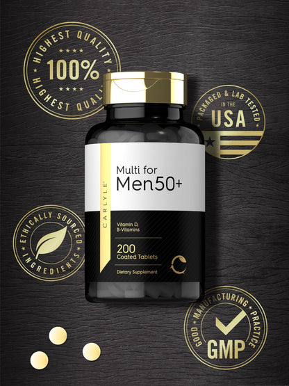 Carlyle Multivitamin for Men 50+ (200 Count) – B Vitamins, Vitamin D, Magnesium & Zinc | Non-GMO & Gluten Free