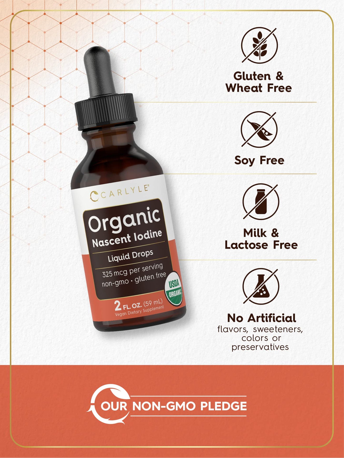 Carlyle Organic Nascent Iodine Liquid Drops – 2 fl oz – Vegan, Non-GMO, Gluten Free