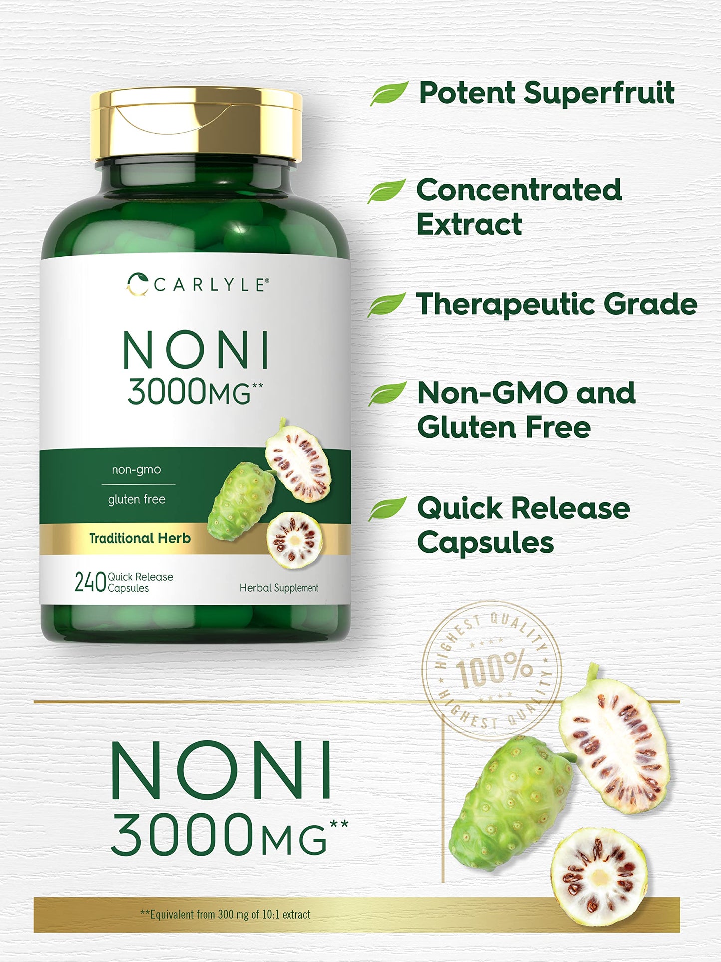 Carlyle Noni Capsules 3000mg – 240 Count | Non-GMO, Gluten Free