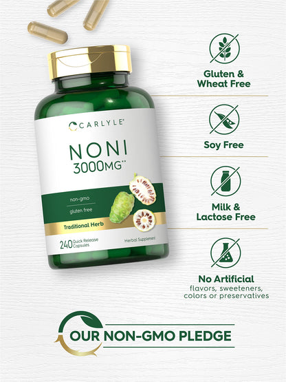 Carlyle Noni Capsules 3000mg – 240 Count | Non-GMO, Gluten Free