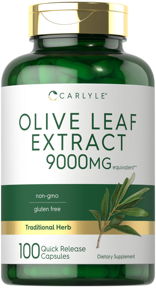 Carlyle Olive Leaf Extract Capsules – 9,000 mg, 100 Count, Non-GMO BritishVita | Premium UK Vitamins & Wellness Supplements