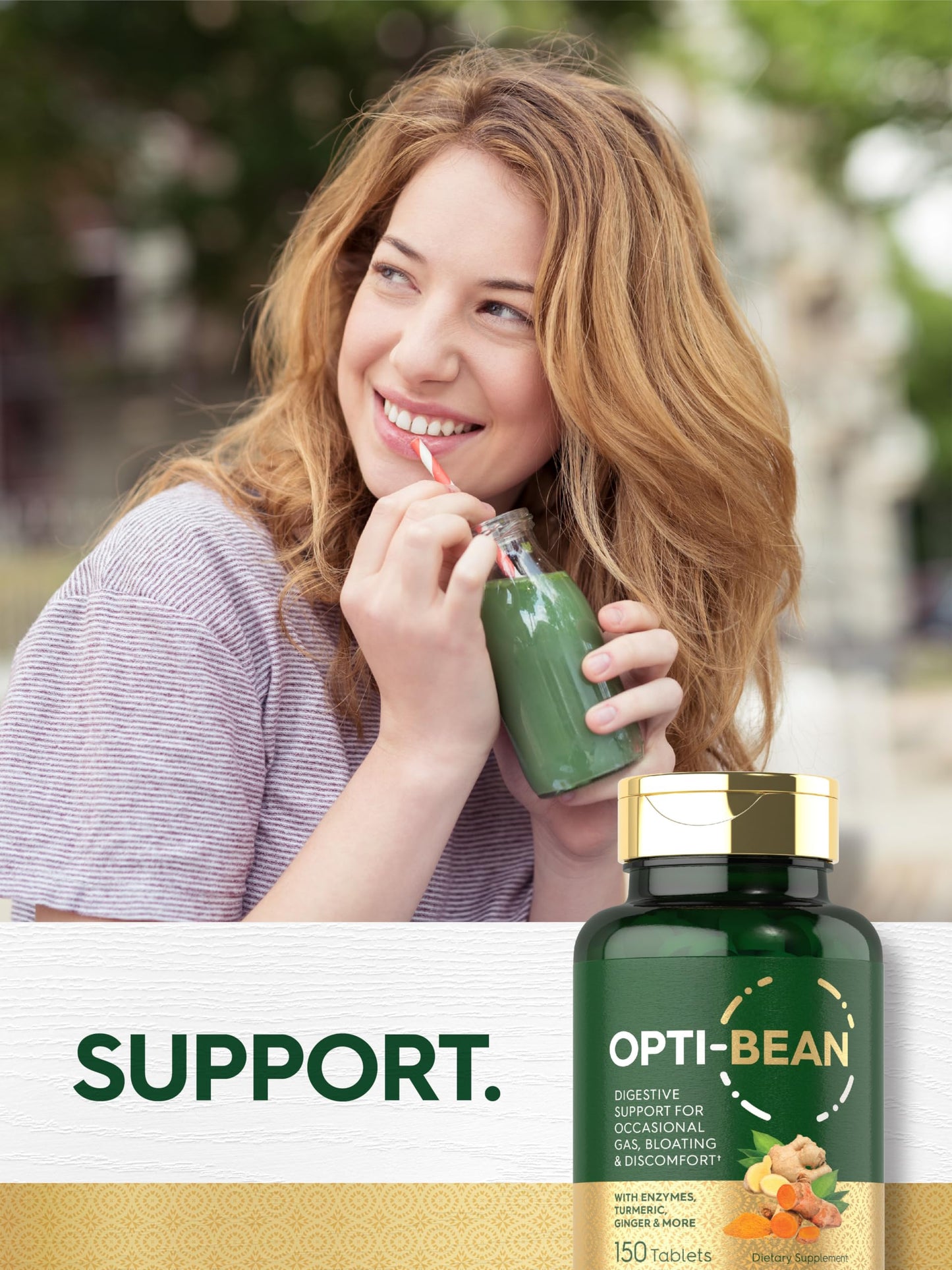 Carlyle Opti-Bean 150 Tablets – Digestive Support Enzyme Blend | Gas & Bloating | Vegetarian, Non-GMO & Gluten Free
