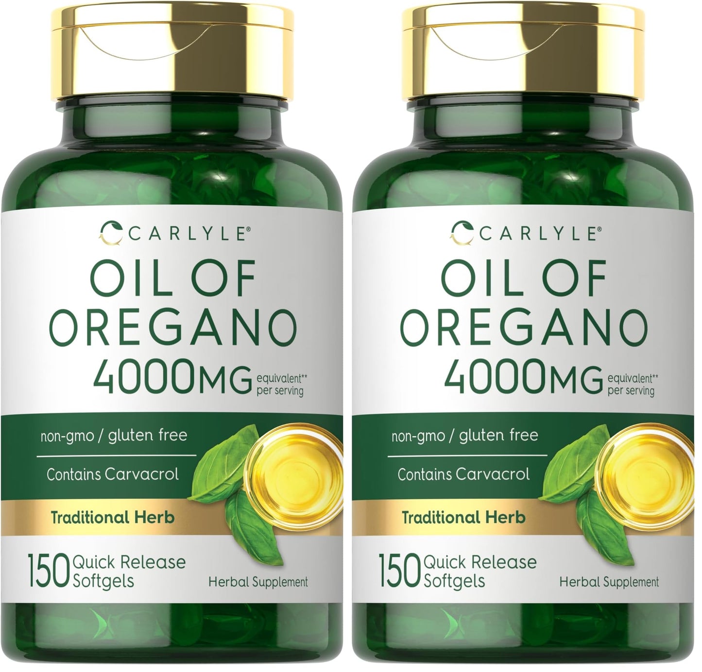 Carlyle Oregano Oil 4000mg Supplement – 150 Softgels | Carvacrol | Non-GMO & Gluten Free | Pack of 2