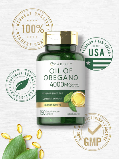 Carlyle Oregano Oil 4000mg Supplement – 150 Softgels | Carvacrol | Non-GMO & Gluten Free | Pack of 2